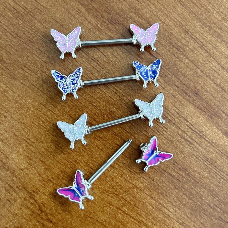 European and American Cross-border Products Spot Oil Dropping Butterfly Rings Stainless Steel 316 Straight Puncture Jewelry Chest Decorative Nails - Image 3