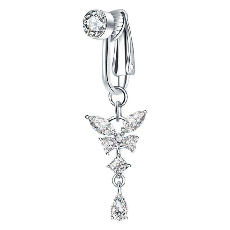 Commodities European and American Zirconium Zircon Pendant Punch-free Puncture False Navel Ring Hole-free Navel Nail Navel Clip