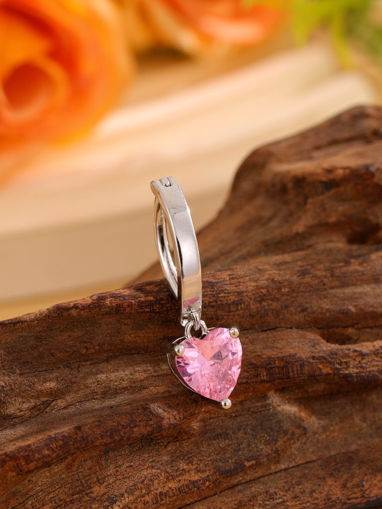 Europe and the United States hot new love pendant fashion plating does not fade red heart-shaped copper inlaid zircon belly button buckle - Image 6