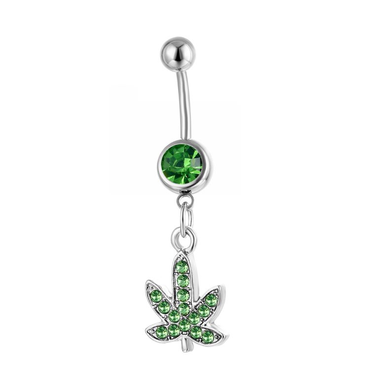 special for body piercing belly dance jewelry diamond-embedded three-leaf belly button ring belly button nail - Image 6