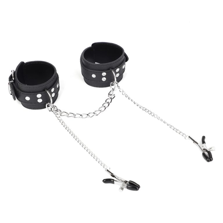 Cross-border new sm props fun milk clip handcuffs connected pu leather handcuffs sm milk clip alternative adult supplies - Image 6