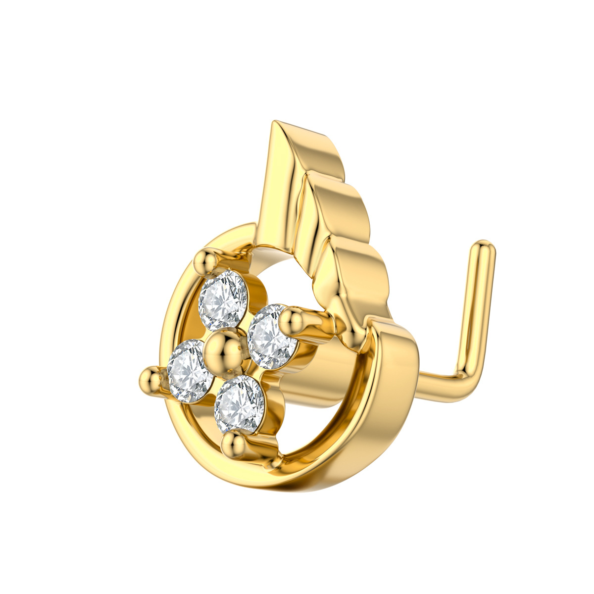 New sexy temperament high sense nose nail copper Hao stone inlaid L-shaped straight rod manufacturers wholesale - Image 8