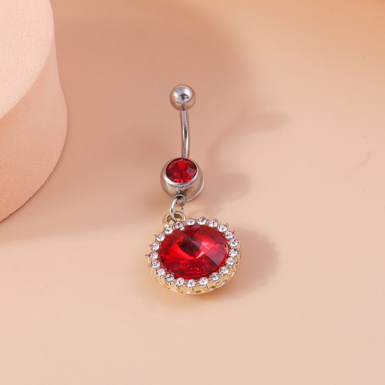 Europe and the United States cross-border jewelry point diamond Ruby belly button nail temperament sexy elegant fashion trend belly button ring jewelry - Image 4