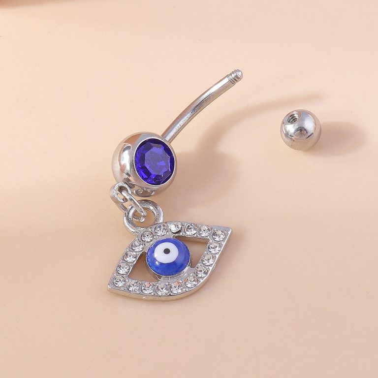 Europe and the United States cross-border hot sexy rhinestone eyes navel ring personality creative design devil's eye navel jewelry - Image 3