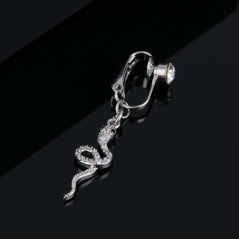 goods hot sale punch-free fake navel buckle European and American style pendant inlaid zircon navel nail ear clip - Image 4