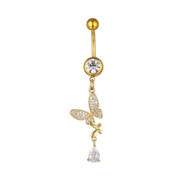 New goods Europe and the United States New puncture jewelry butterfly pendant zircon belly button ring belly button nail - Image 6