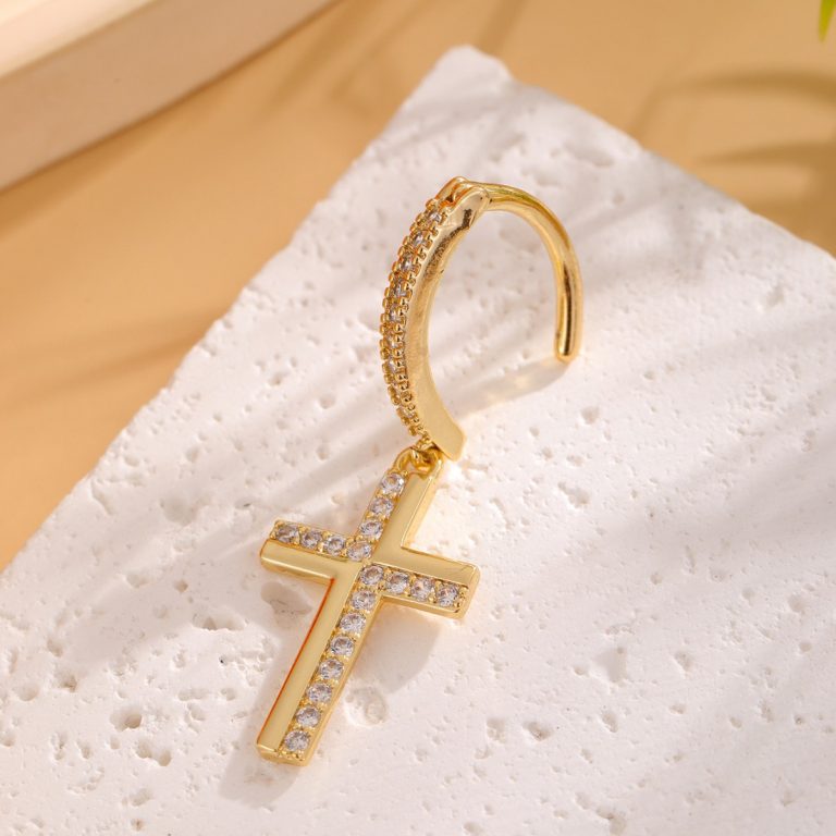 European and American cross-border classic copper inlaid zircon cross pendant belly button ring belly button buckle - Image 4