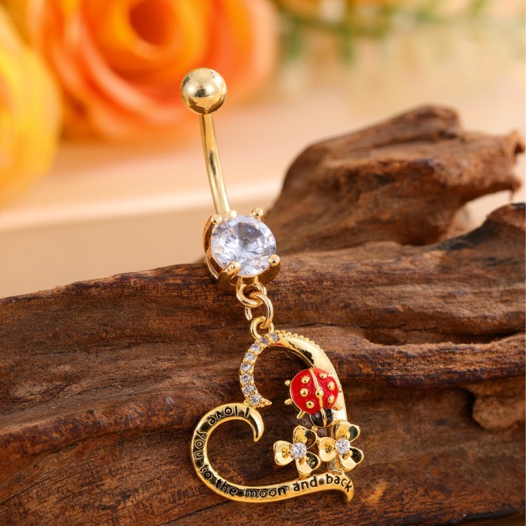 New Shining Zircon Ladybird Navel Nail Love Navel Nail High Temperament Navel Piercing Jewelry
