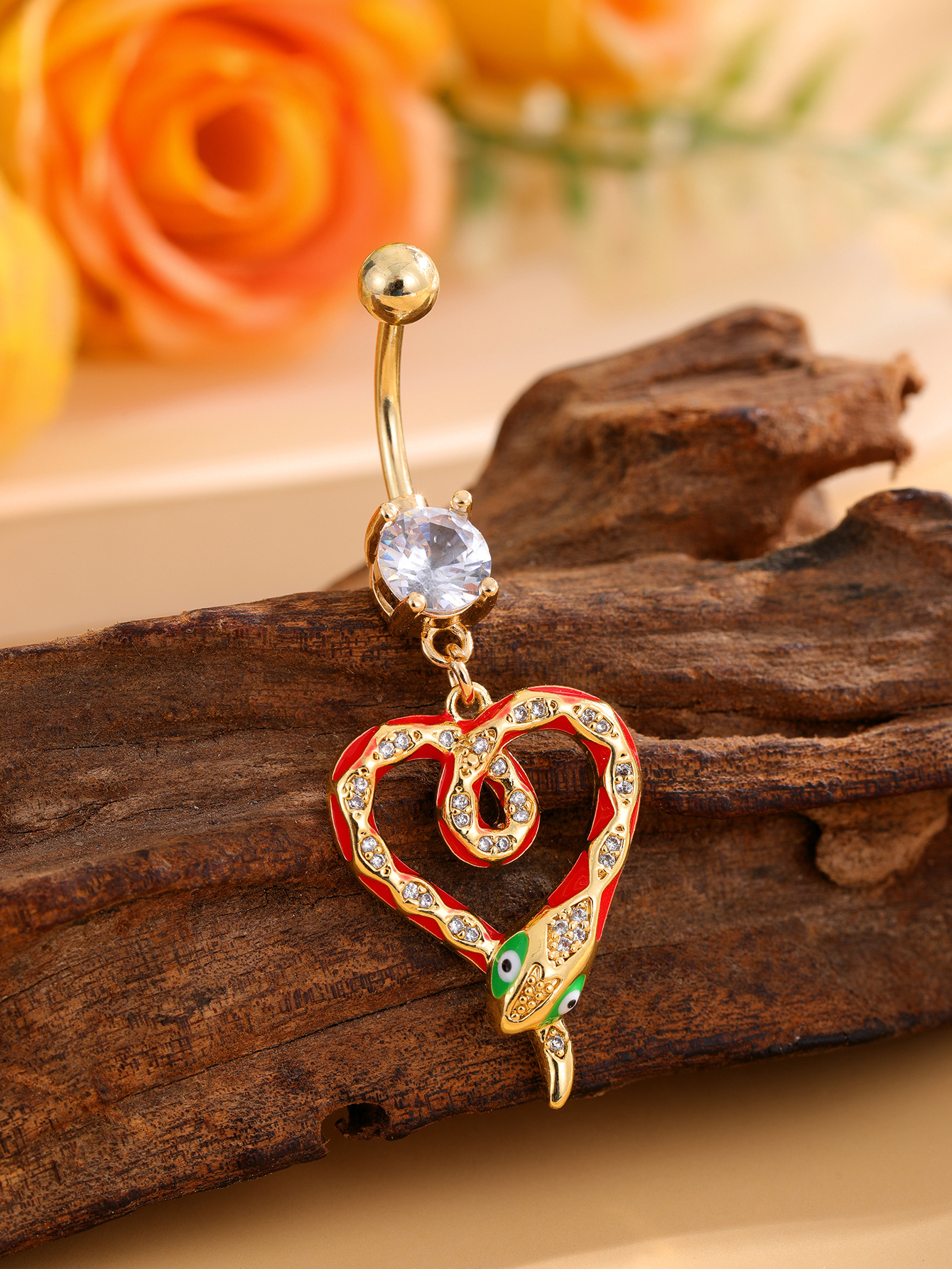 Personalized Fashion Animal Zircon Hollow Snake Belly Button Jewelry Light Luxury Tail Biting Snake Diamond Shiny Nail - Image 6