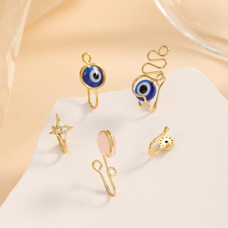 Factory direct supply new luxury niche high sense nose clip copper Hao stone inlay fashion sexy turbinate nose ornaments wholesale
