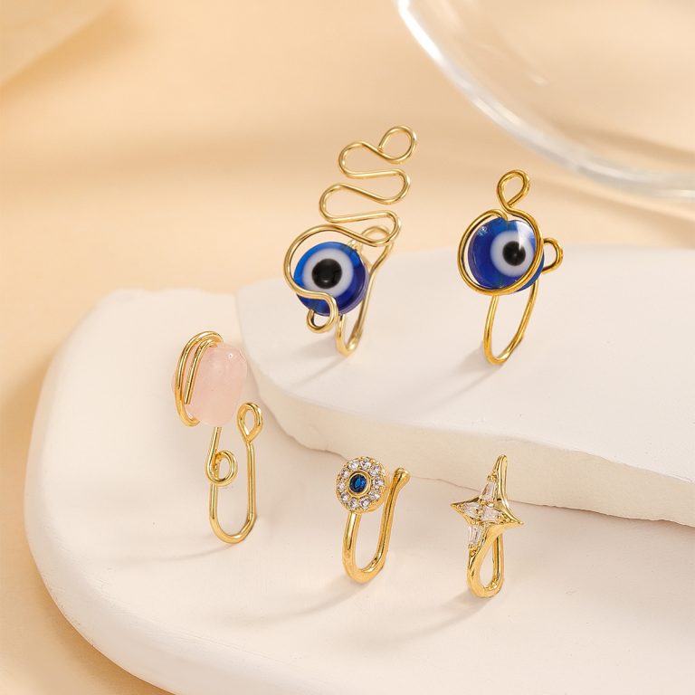 Factory direct supply new luxury niche high sense nose clip copper Hao stone inlay fashion sexy turbinate nose ornaments wholesale - Image 4