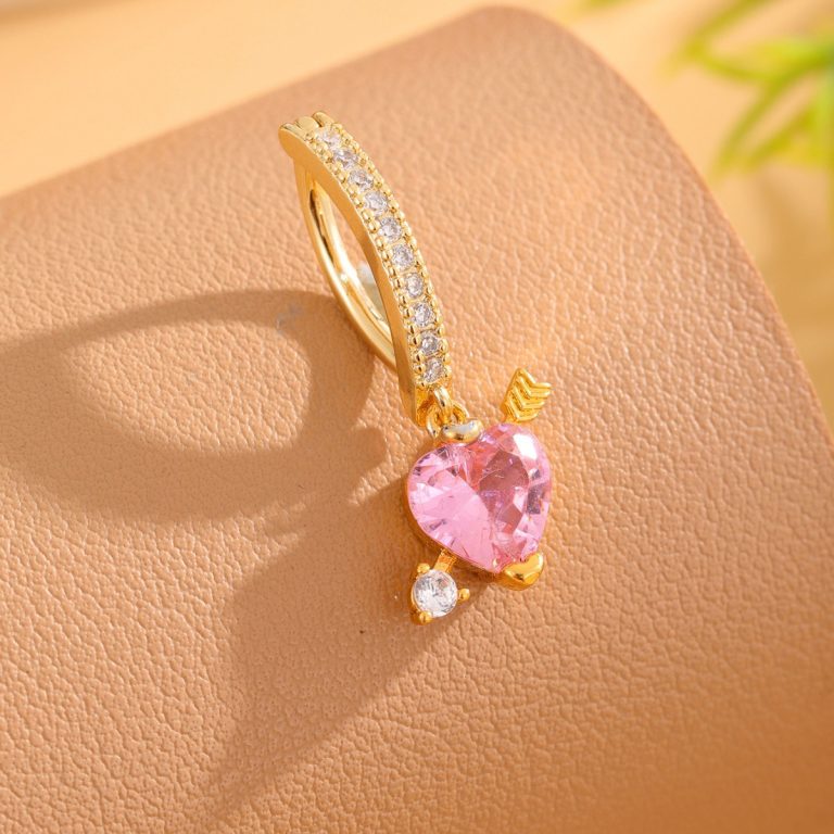European and American Cross-border Hot Selling High-end Temperament Refined One-arrow Heart-piercing Pendant Navel Ring Copper Micro-inlaid Zircon Navel Buckle - Image 3