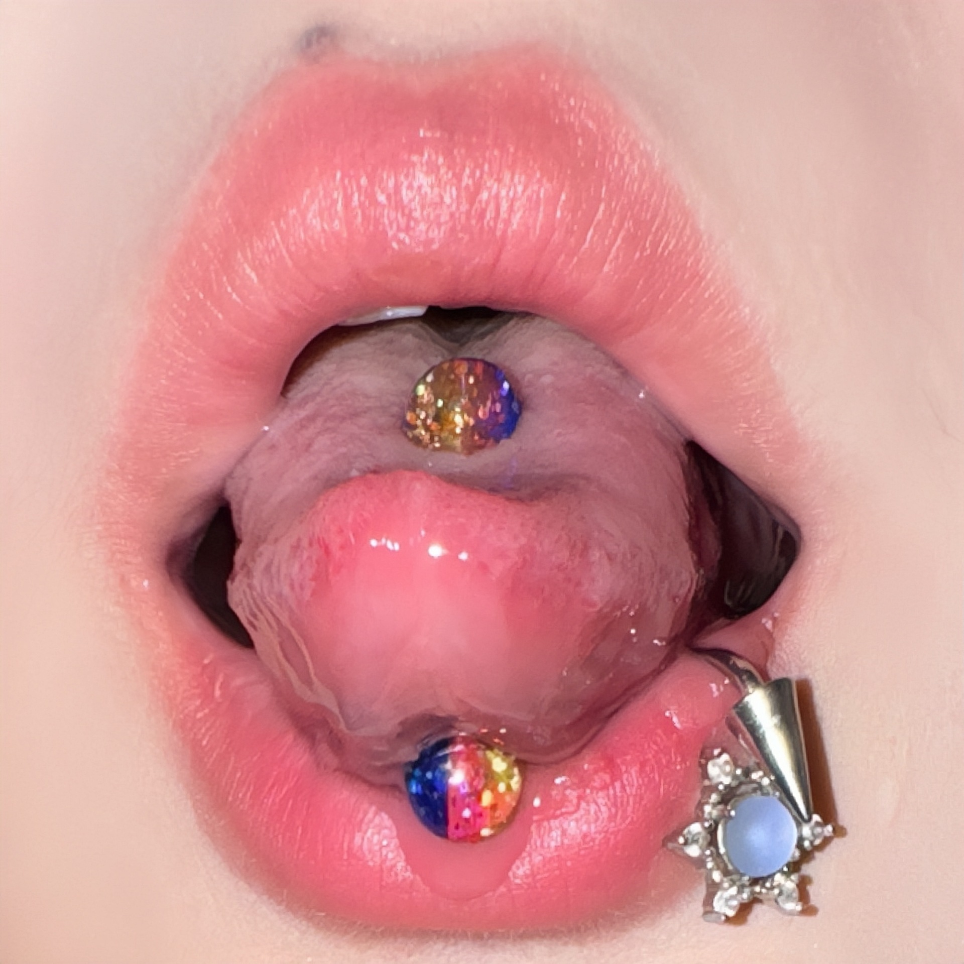 Acrylic glitter tongue nail new tongue decoration color matching tongue ring - Image 7