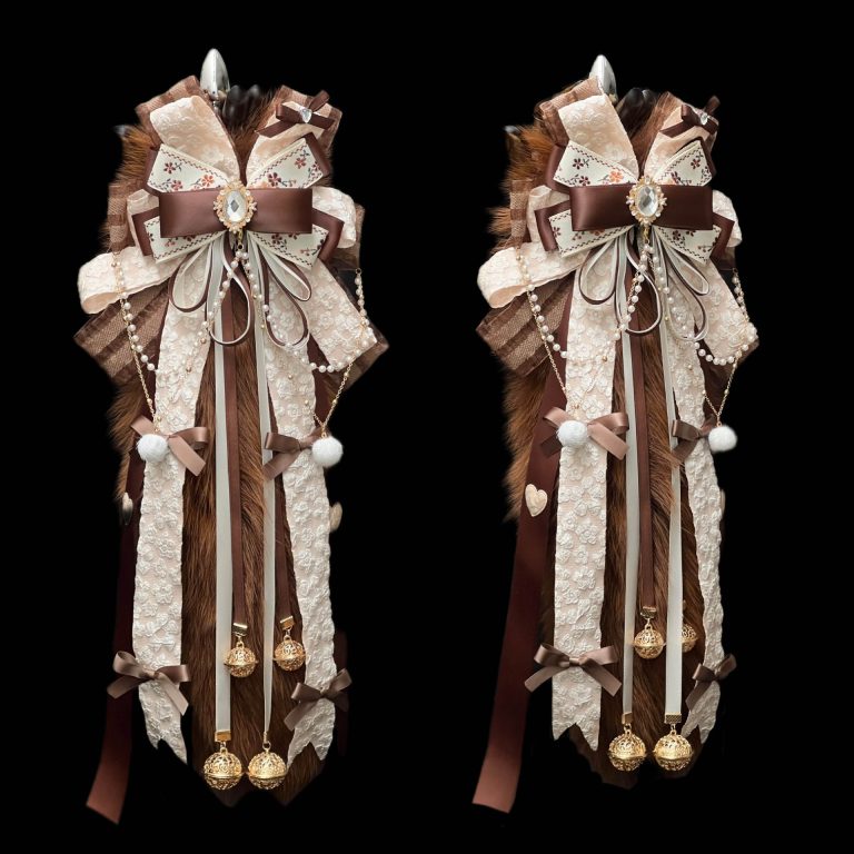 Qiqiao bow bell rings 40CM Brown Fox real fur tail butt plug removable smsex toys