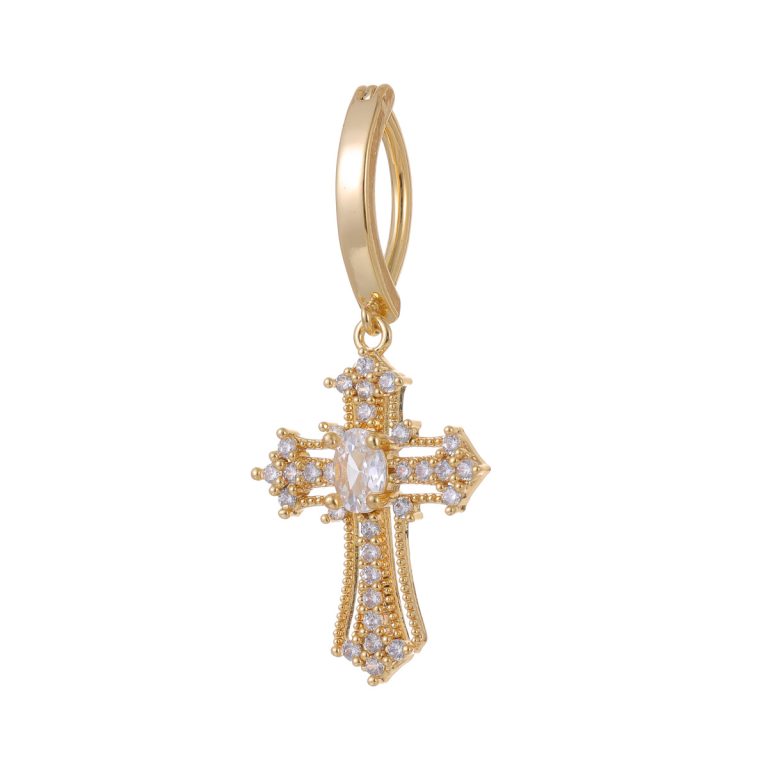 Europe and the United States cross-border female net red with cross copper inlaid zircon navel ring navel jewelry buckle factory wholesale - Image 5