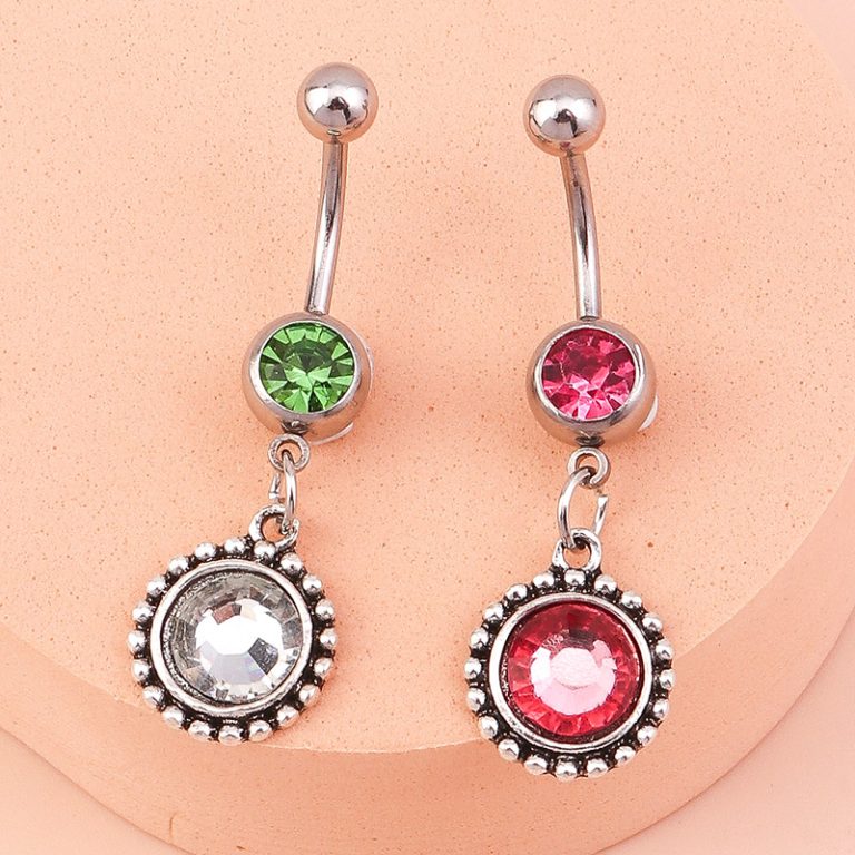 European and American cross-border jewelry simple transparent imitation crystal navel ring fashion retro sun navel nail navel ornaments