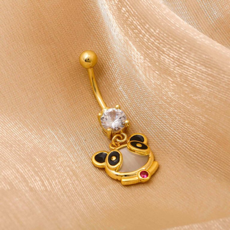 Creative cute bear cat pendant umbilical nail copper white stone inlaid umbilical buckle personality fashion design sense umbilical ornaments women wholesale - Image 3