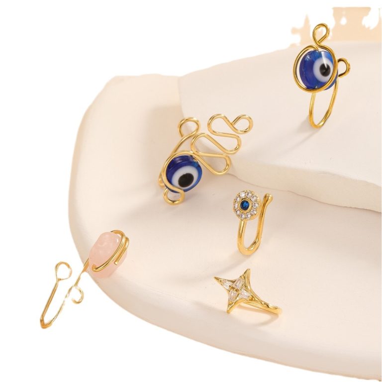Factory direct supply new luxury niche high sense nose clip copper Hao stone inlay fashion sexy turbinate nose ornaments wholesale - Image 5