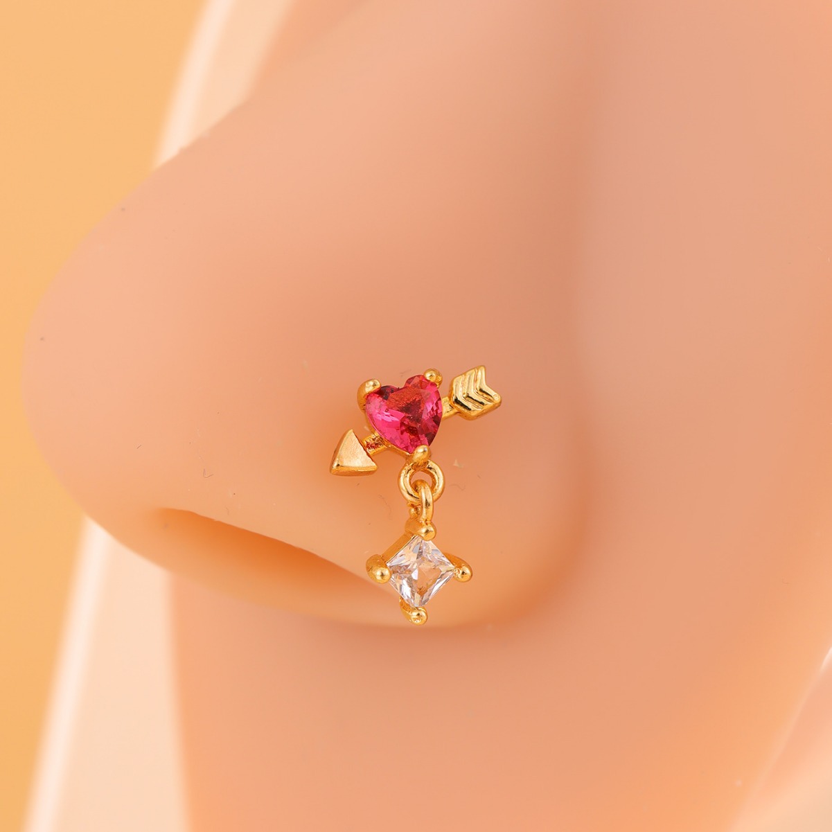 Europe and the United States cross-border copper plated real gold inlaid zircon women's nose nail nose ring jewelry manufacturers for wholesale - Image 4