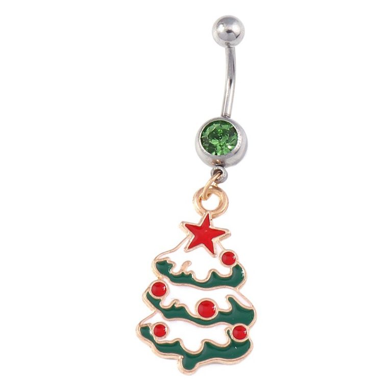 Europe and the United States cross-border ornaments Christmas decoration ornaments Santa Claus navel nail elk Christmas tree navel ring