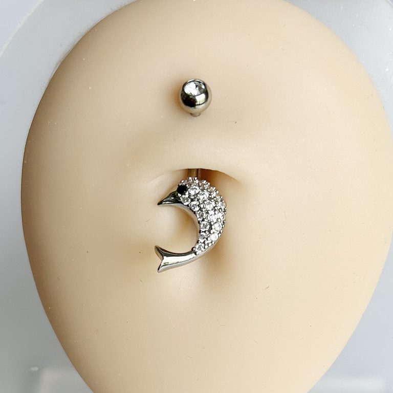 commodity supply European and American puncture jewelry inlaid zircon metal navel ring electroplated Dolphin Women's navel nail - Image 5