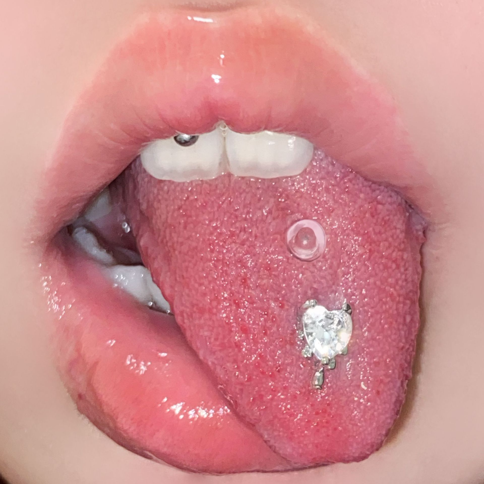 Love zircon tongue nail 316 stainless steel tongue ring 1.6/1.2 - Image 6