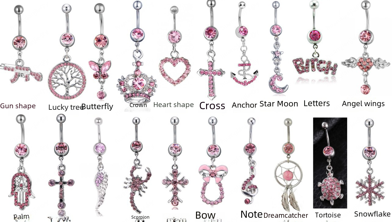 Fashionable Belly Button Ring Colorful Crystal Beads Bowknot Design - Image 2