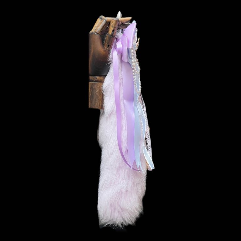 40CM light purple fox real fur tail butt plug removable smsex toys handmade bow Palace Bell - Image 4