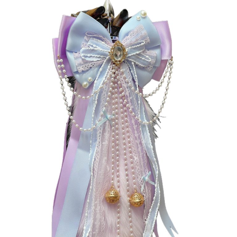 40CM light purple fox real fur tail butt plug removable smsex toys handmade bow Palace Bell - Image 5