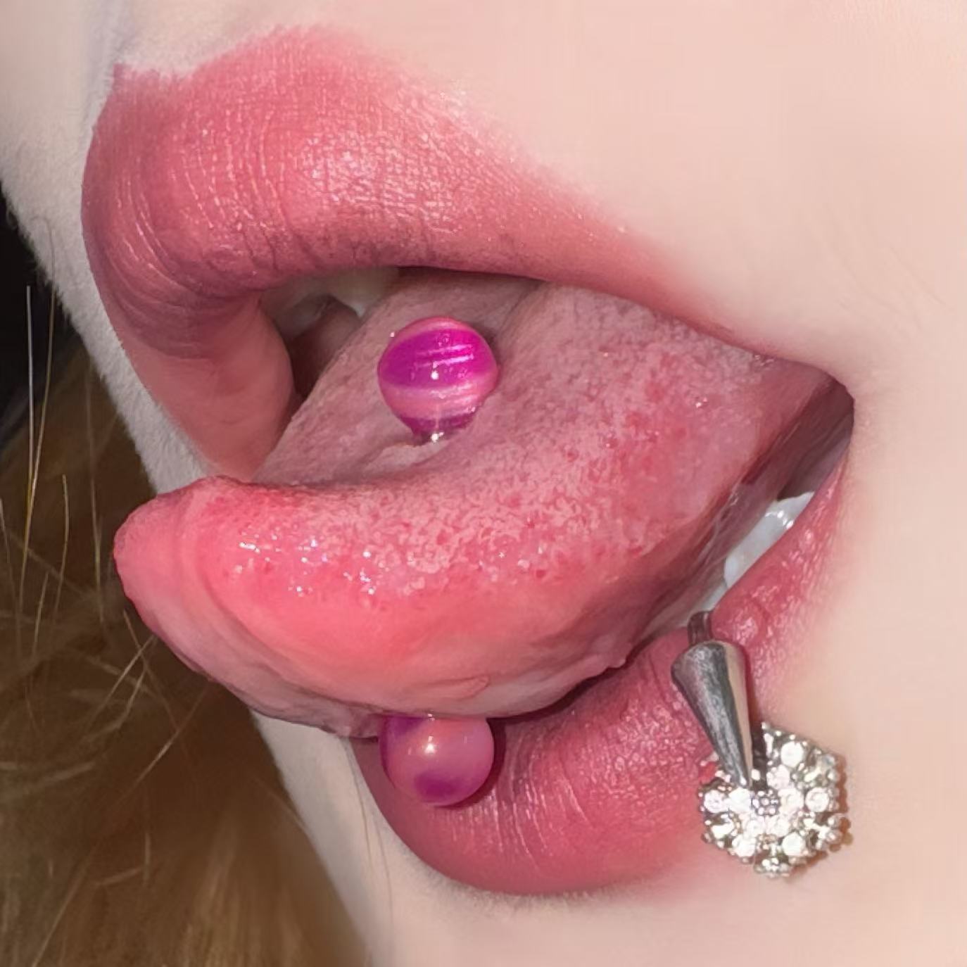 New two-color colorful tongue nail acrylic gradient cat eye tongue decoration new color body piercing jewelry - Image 7