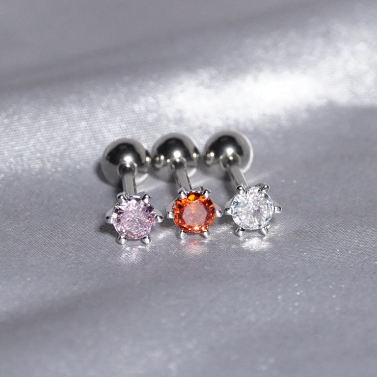 Three-color zircon tongue nail six-claw color stainless steel tongue ring new human body piercing jewelry - Image 3