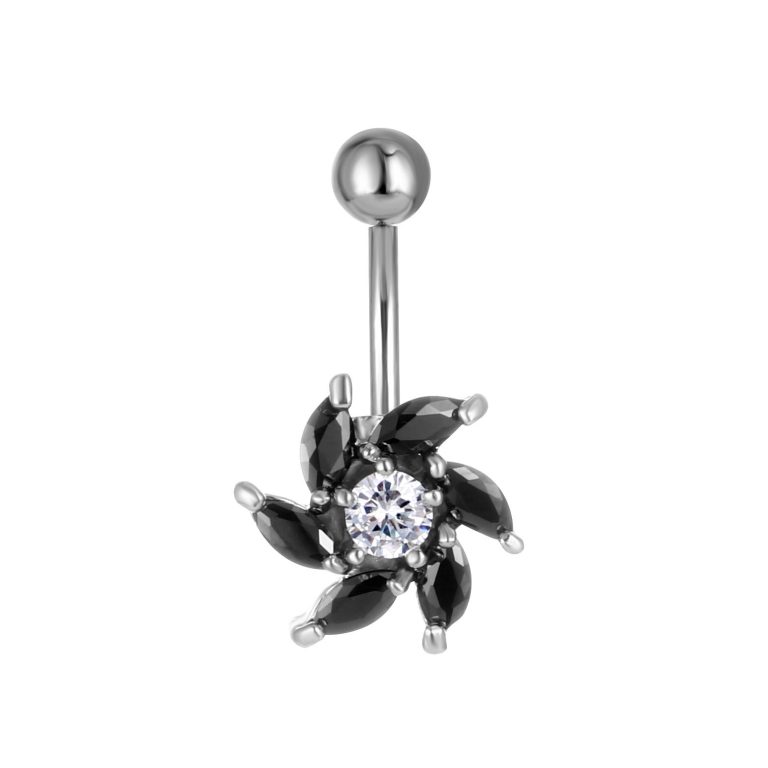 New puncture jewelry European and American fashion inlaid zircon nailing Bauhinia nailing buckle navel ring - Image 9