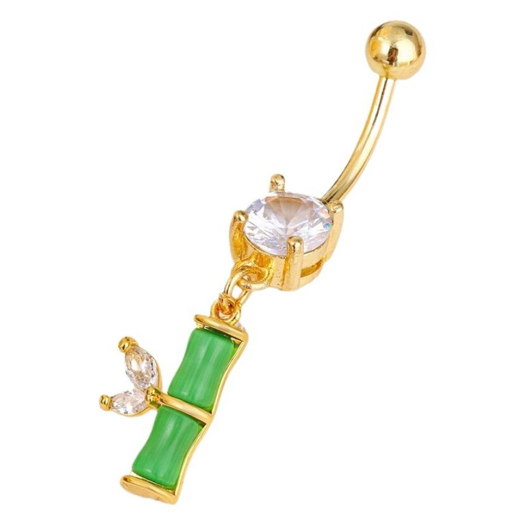 Creative bamboo navel nail fashion high-looking copper white stone inlaid navel buckle high-grade light luxury style pendant navel ornaments for women Wholesale