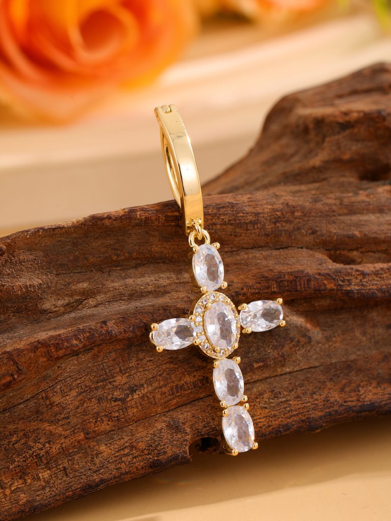 Amazon Creative Cross Umbilical Buckle Personalized Copper Zircon Design Diamond Umbilical Buckle High Sense Fashion Versatile - Image 6