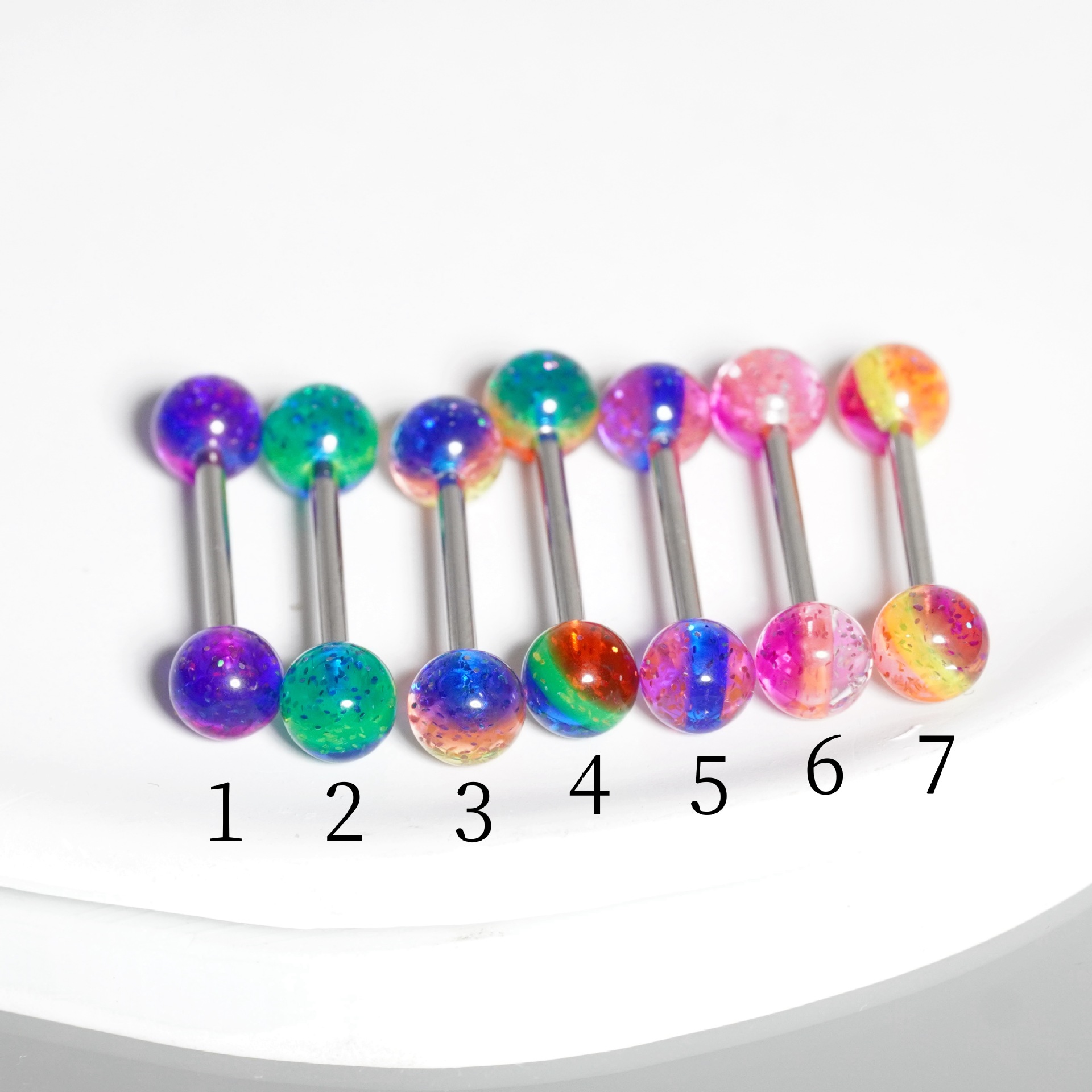 Acrylic glitter tongue nail new tongue decoration color matching tongue ring - Image 4