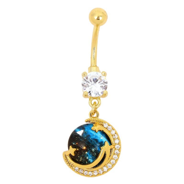 Cross-border creative star pendant navel nail copper white stone inlaid navel buckle niche temperament High sense navel jewelry female wholesale