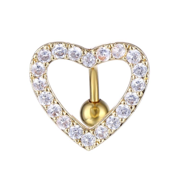 New  European and American puncture jewelry heart-shaped zircon belly button ring belly button nail - Image 6