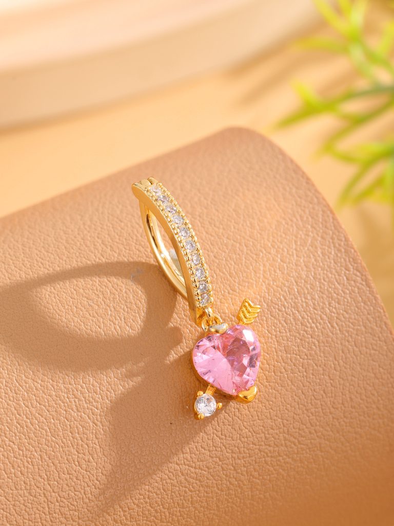 European and American Cross-border Hot Selling High-end Temperament Refined One-arrow Heart-piercing Pendant Navel Ring Copper Micro-inlaid Zircon Navel Buckle - Image 8