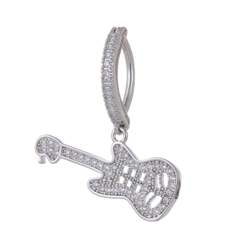 Cross-border European and American hip-hop punk style copper inlaid zircon music guitar belly button belly button ring jewelry manufacturers wholesale - Image 5