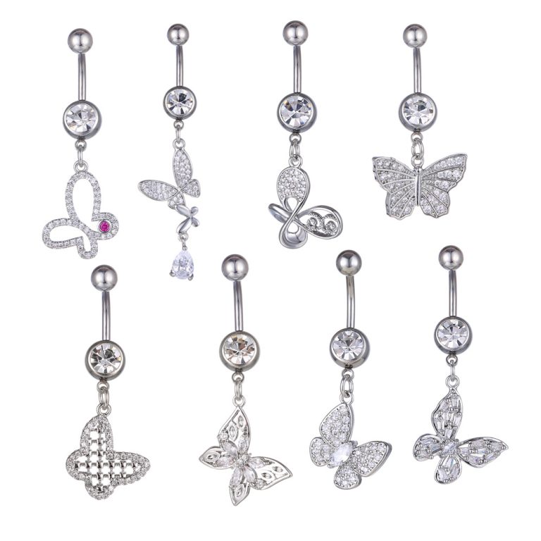 new European and American Butterfly series zircon belly button nail piercing jewelry creative umbilical button nail - Image 3
