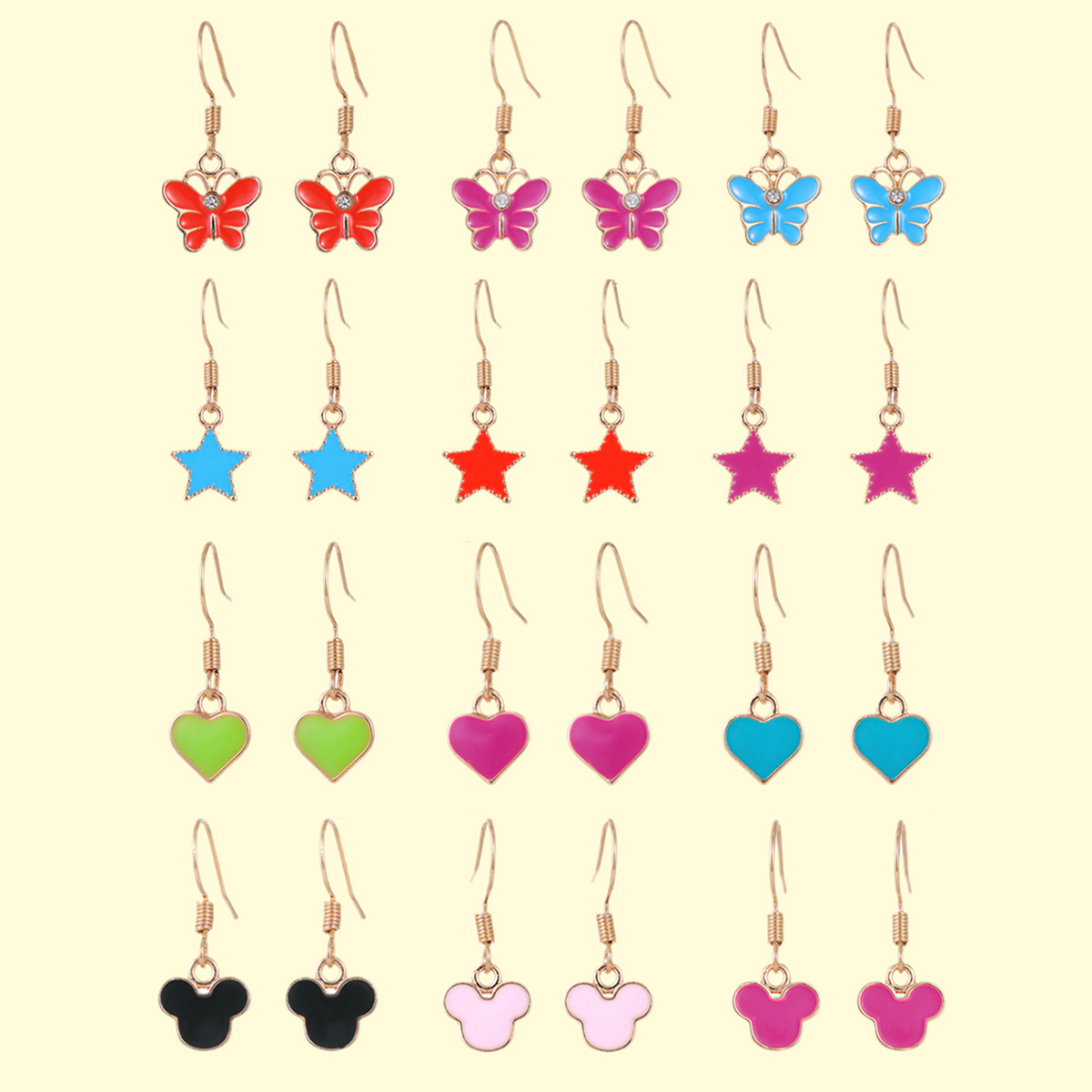 Cartoon cute color alloy oil drop love stars butterfly nose nail manufacturers wholesale