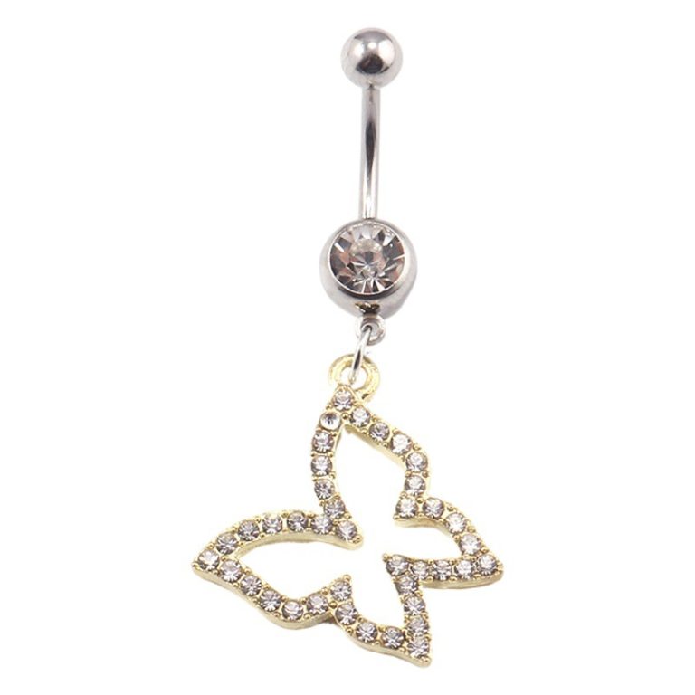 Europe and the United States cross-border jewelry foreign trade explosions diamond butterfly pendant navel nail sexy rhinestone navel ring can be hair