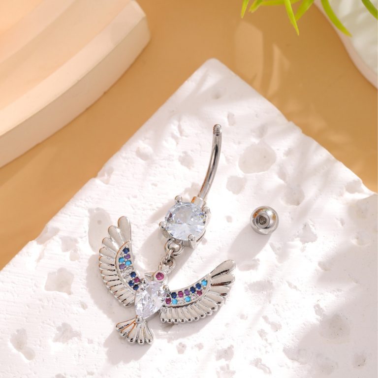 Creative color zirconium Dapeng wings belly button nail fashion body piercing jewelry niche temperament stainless steel belly button nail - Image 4