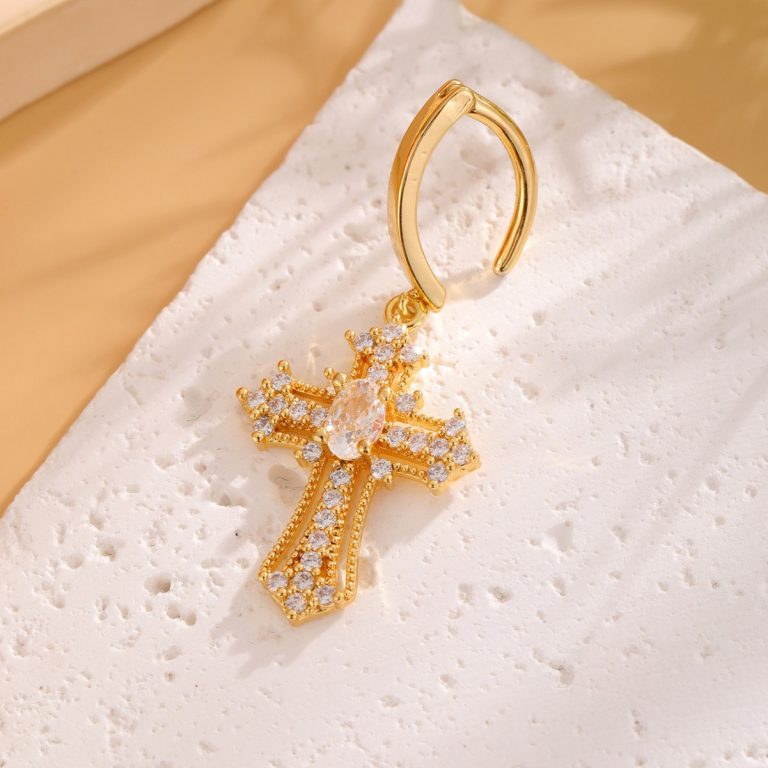 Europe and the United States cross-border female net red with cross copper inlaid zircon navel ring navel jewelry buckle factory wholesale - Image 4