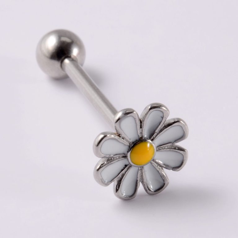 Daisy tongue nail stainless steel tongue ring punk hot girl tongue nail titanium steel human body piercing jewelry - Image 3