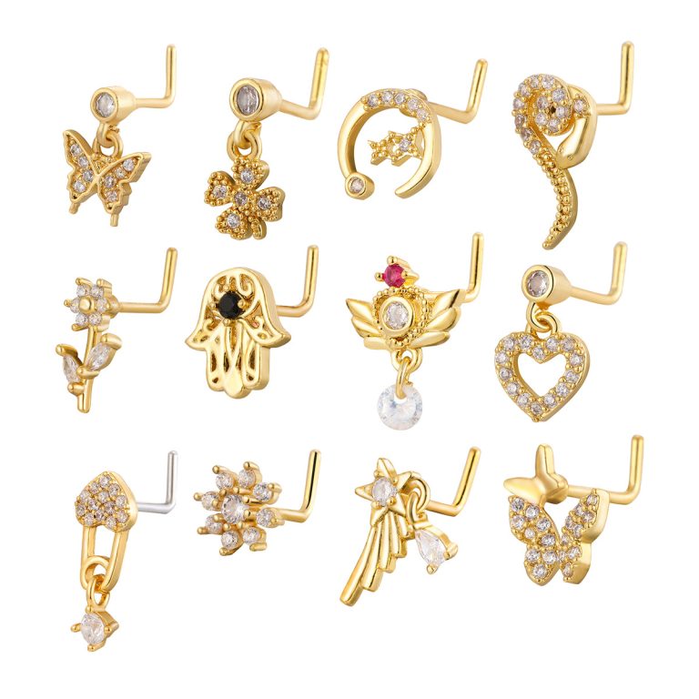 Fashion European and American foreign trade copper inlaid zircon pendant puncture nose ornaments