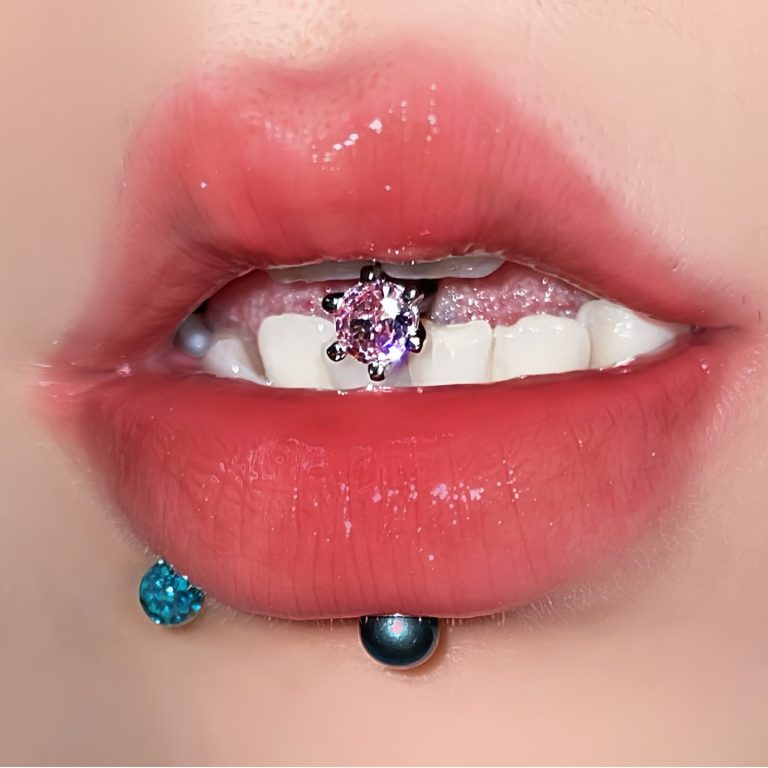 Three-color zircon tongue nail six-claw color stainless steel tongue ring new human body piercing jewelry