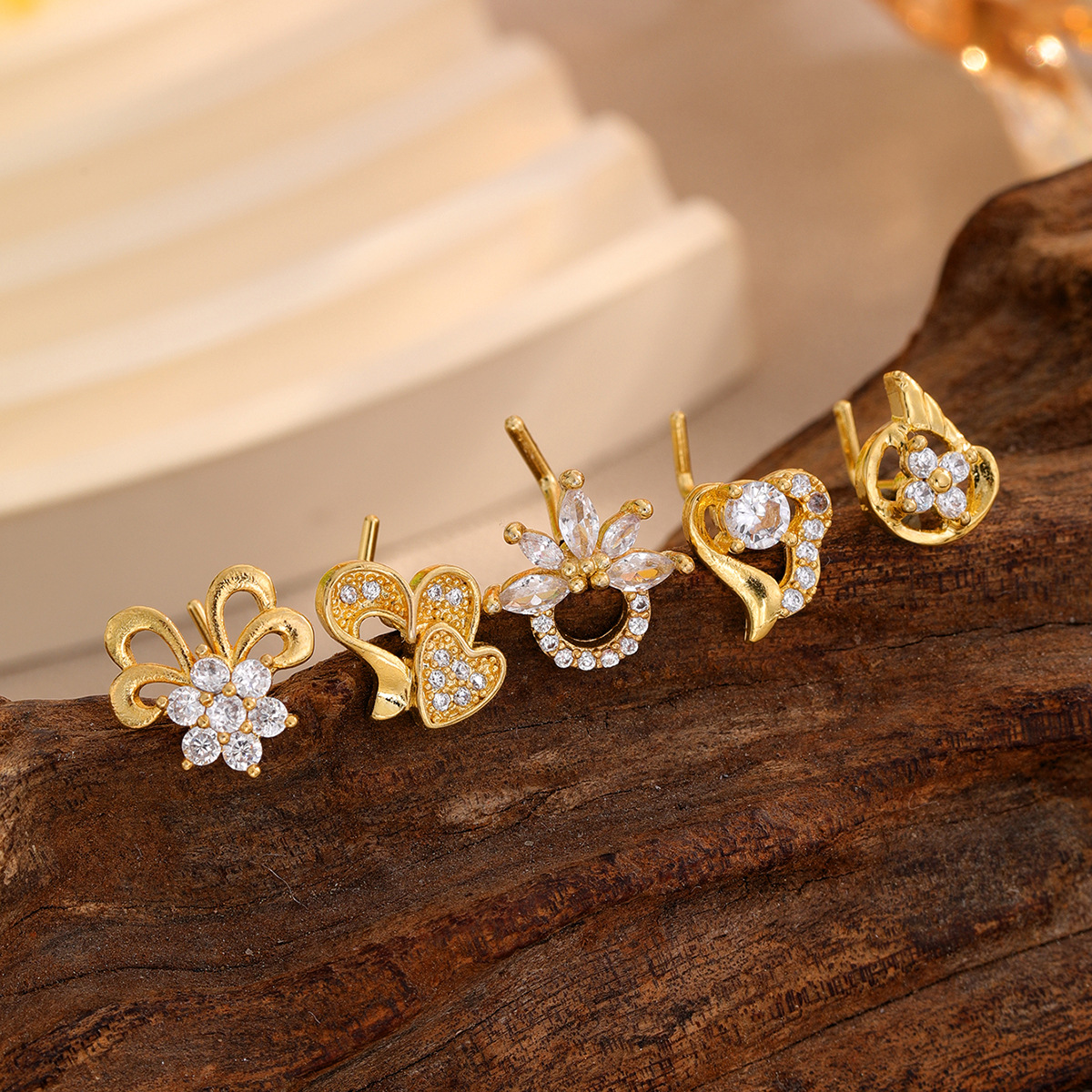 New sexy temperament high sense nose nail copper Hao stone inlaid L-shaped straight rod manufacturers wholesale - Image 3