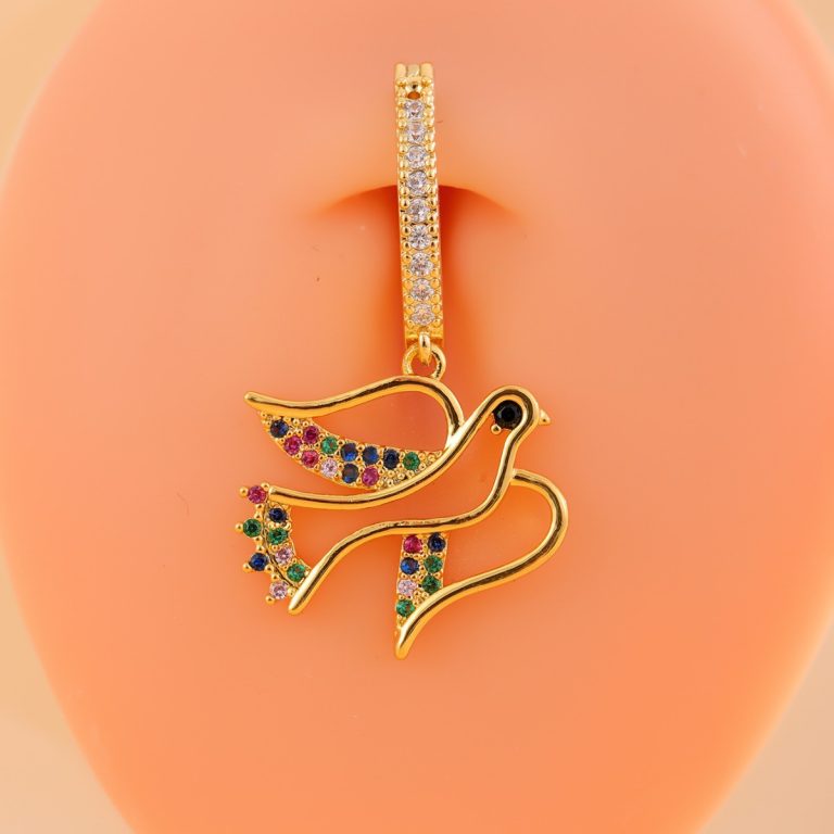European and American Cross-border New All-match Niche Design Swallow Pendant Copper Inlaid Zircon Belly Button Jewelry - Image 4