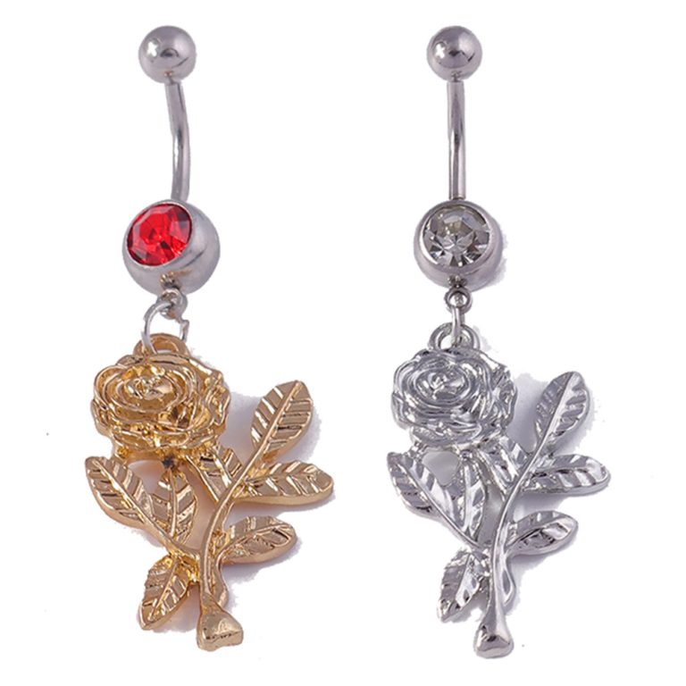 Europe and the United States cross-border jewelry personality temperament rose navel nail elegant flower flower fashion navel ornaments - Image 5